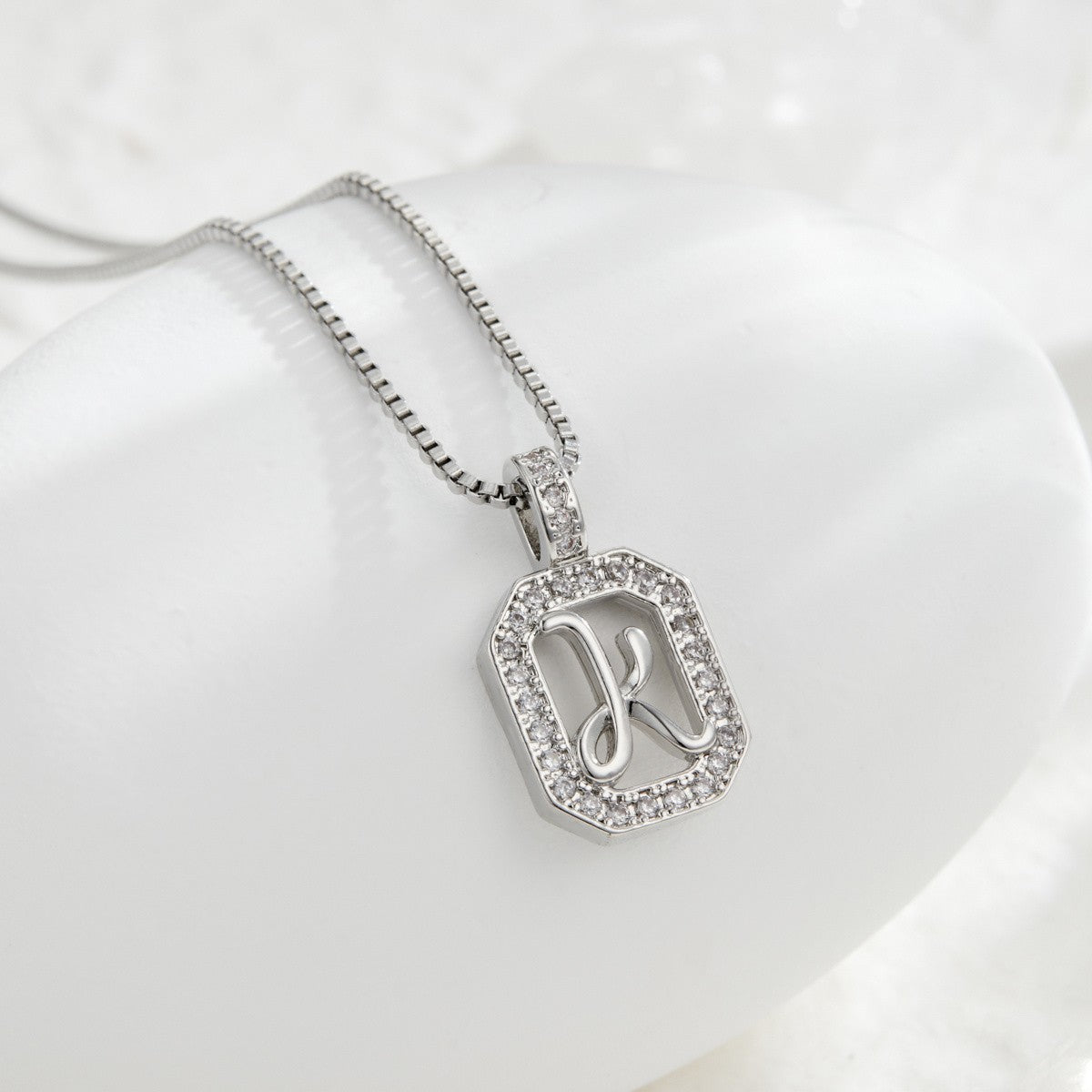 Crystal Initial Octagon Necklace