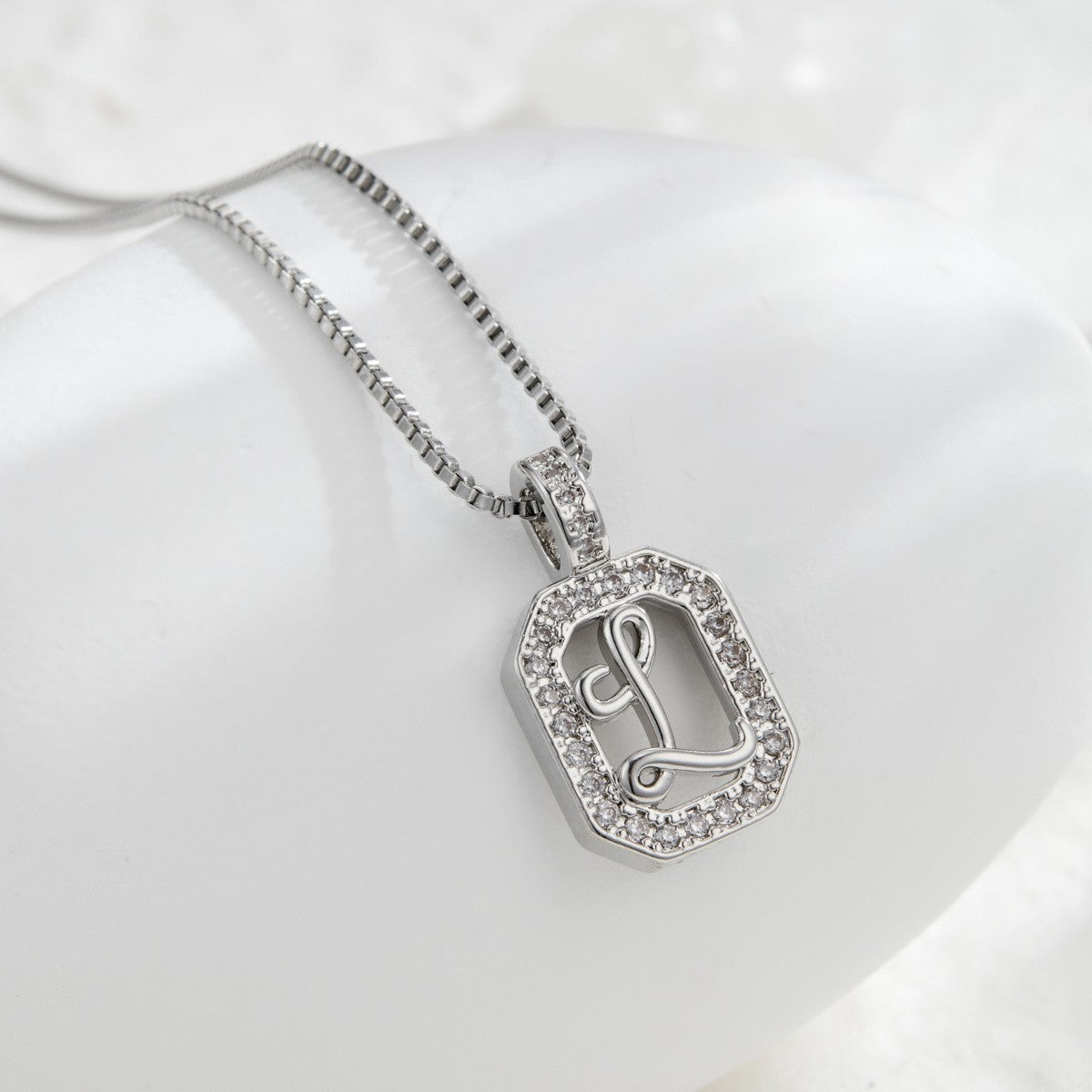 Crystal Initial Octagon Necklace