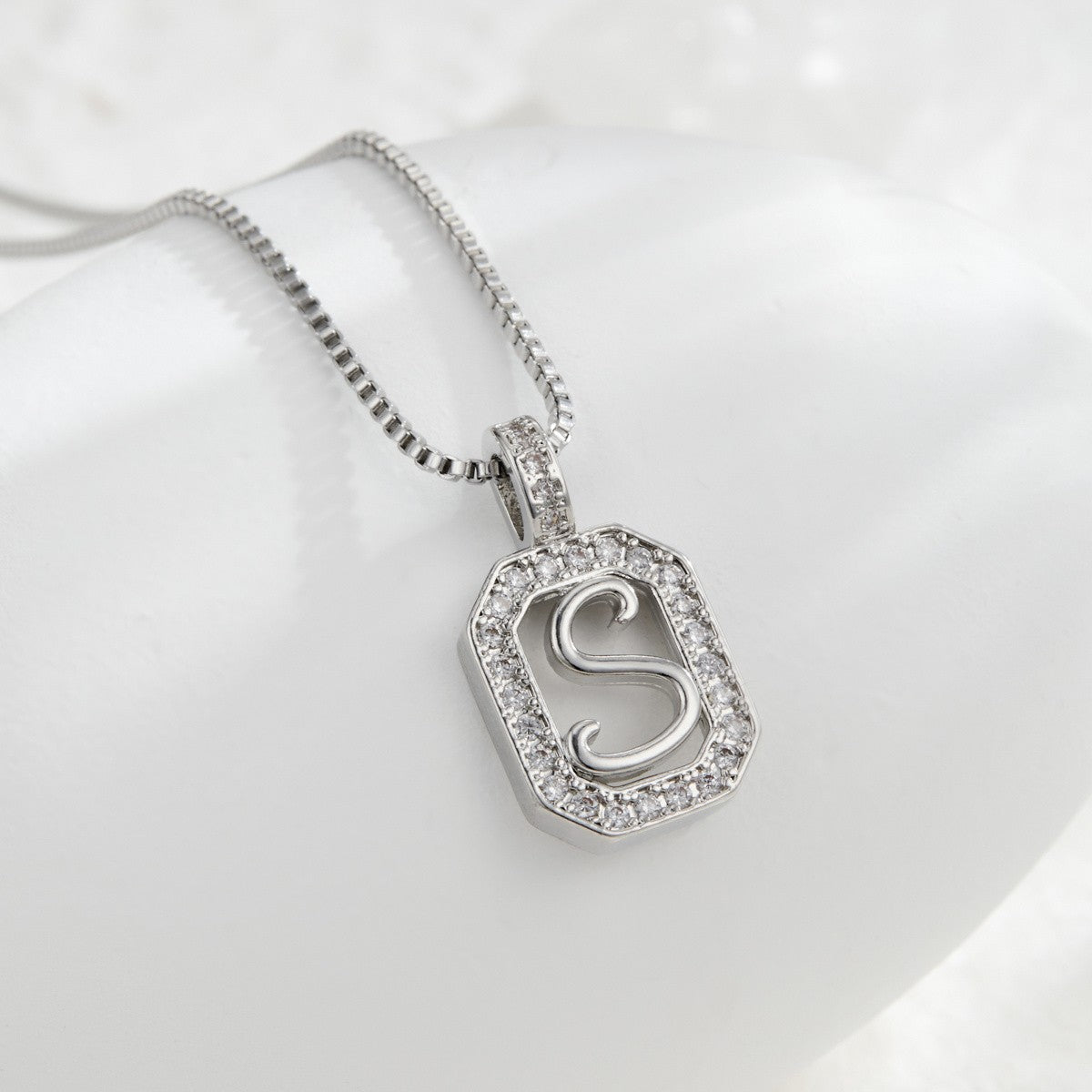 Crystal Initial Octagon Necklace