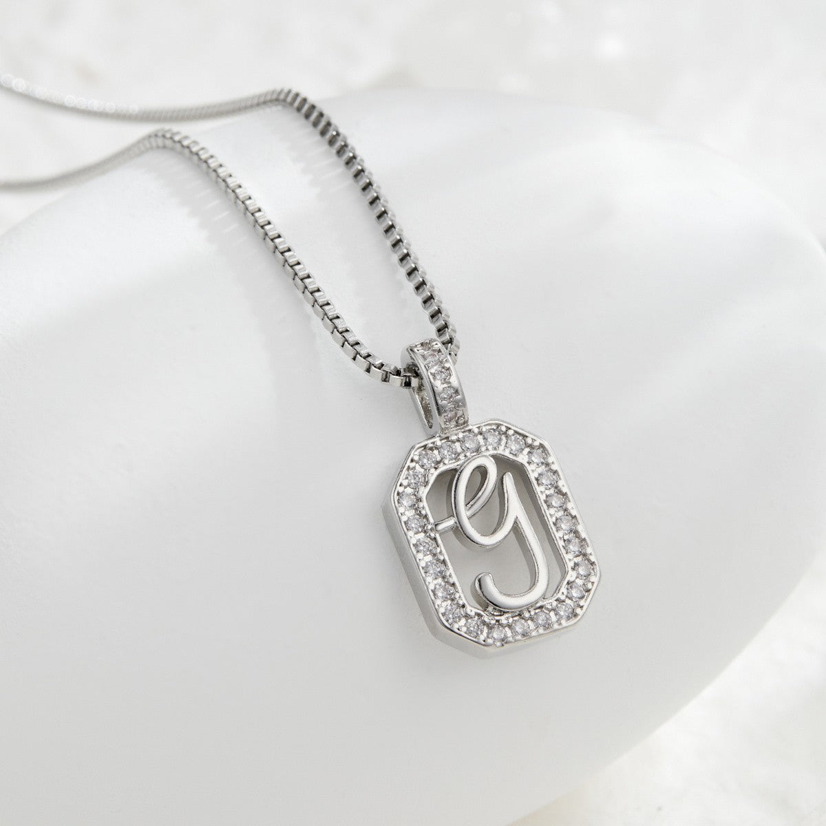Crystal Initial Octagon Necklace
