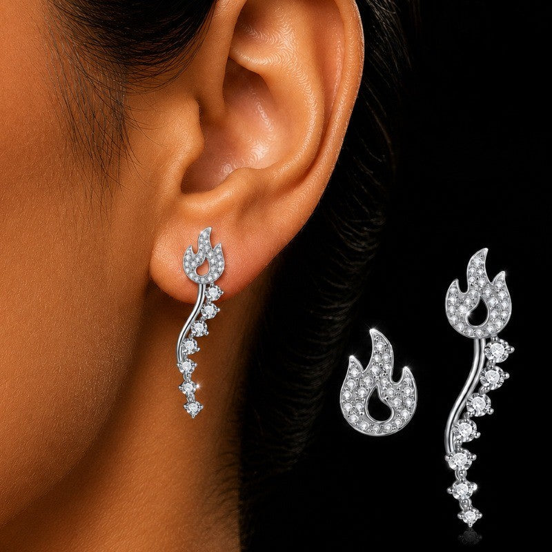 Crystal Flame Asymmetrical Earrings