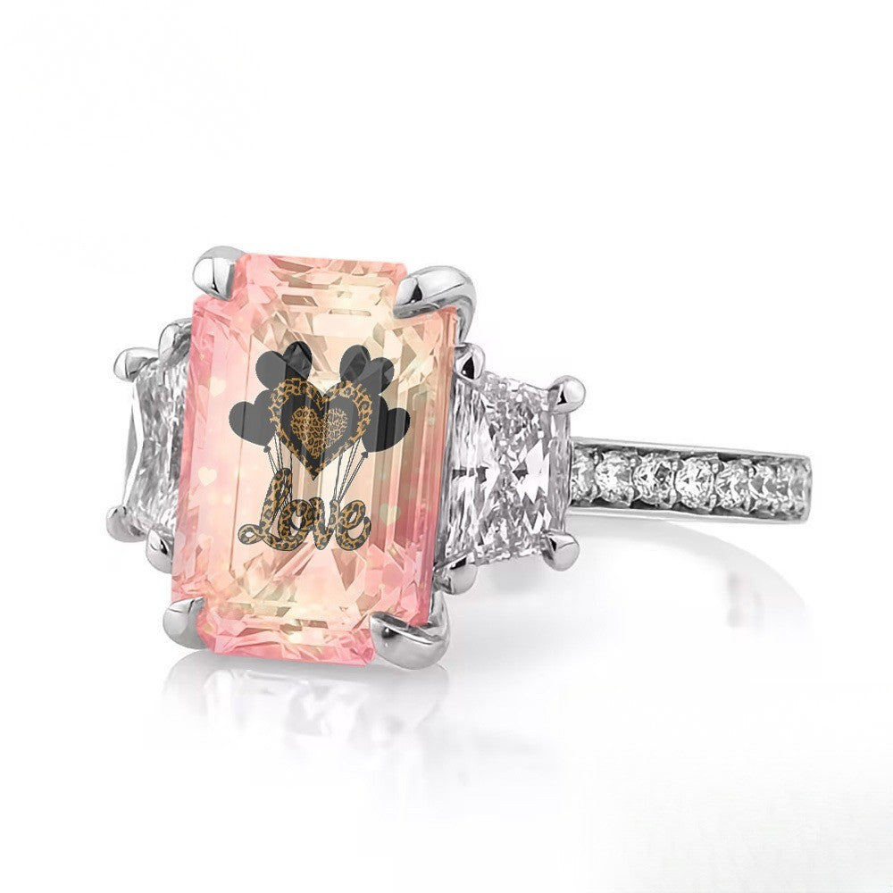 Pink Crystal Love Balloon Ring