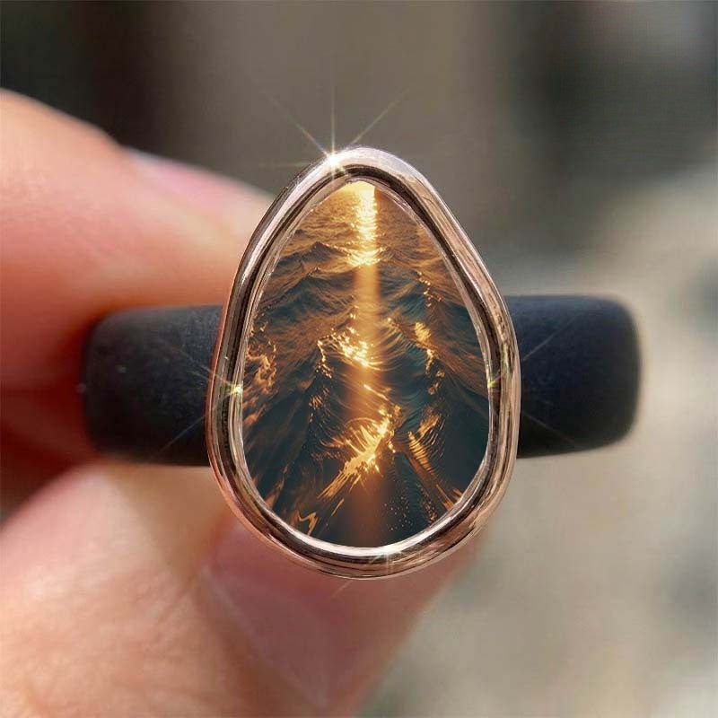 Ocean Glow Teardrop Ring