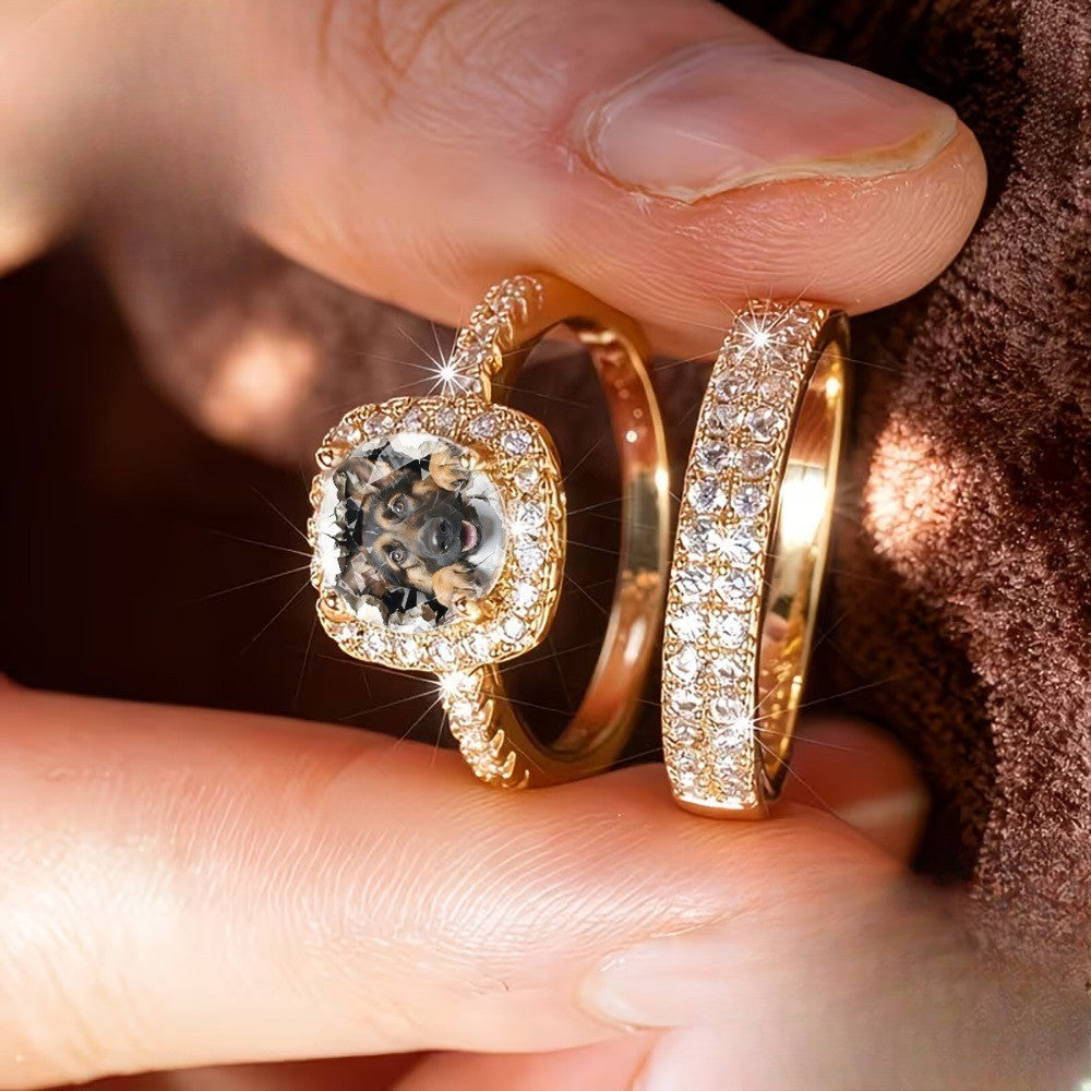 Dog Breakthrough Crystal Ring Set