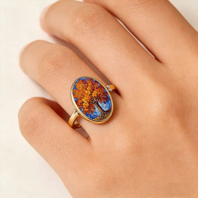 Autumn Tree Oval Ring