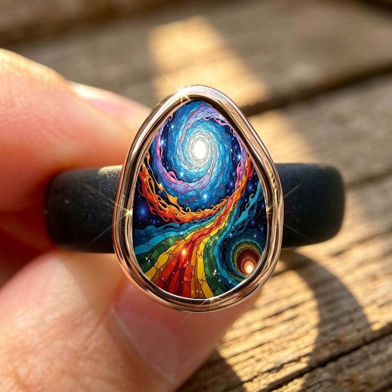 Colorful Galaxy Swirl Ring