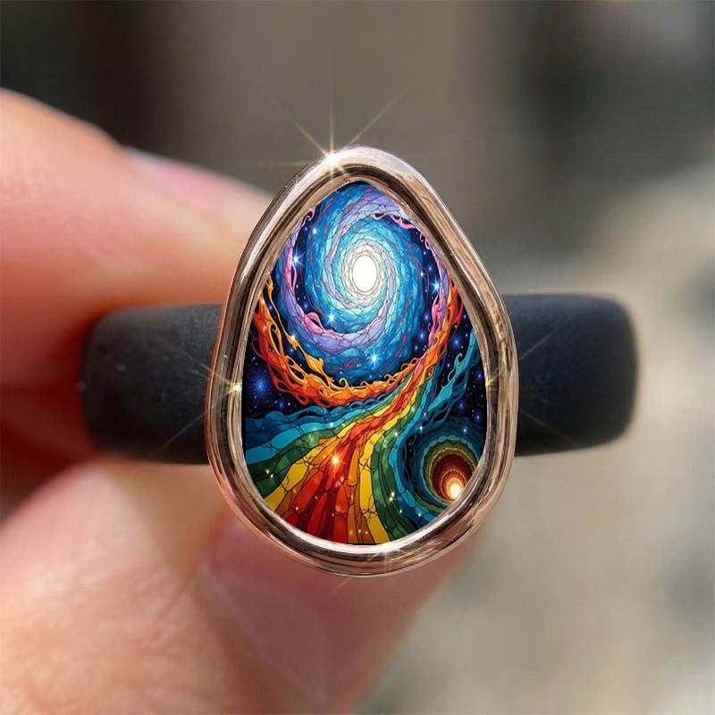 Colorful Galaxy Swirl Ring
