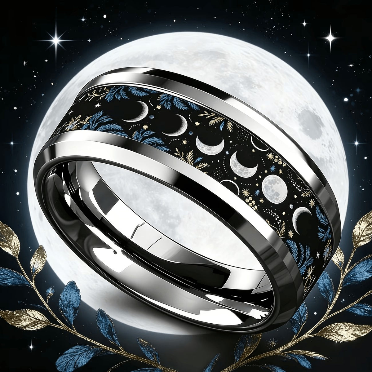 Moon Phase Inlay Ring