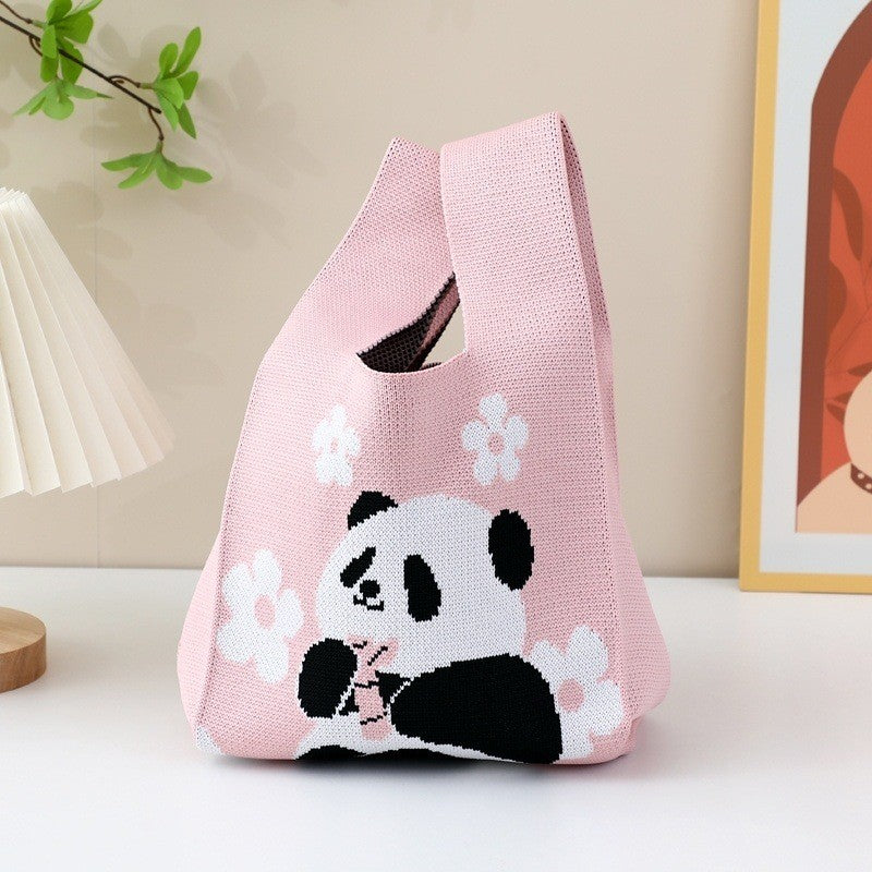 Panda Floral Knit Tote