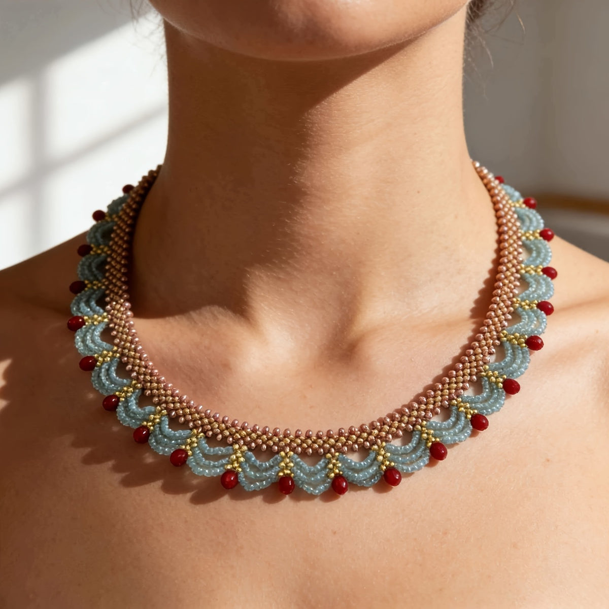 Scalloped Beaded Collar Necklace