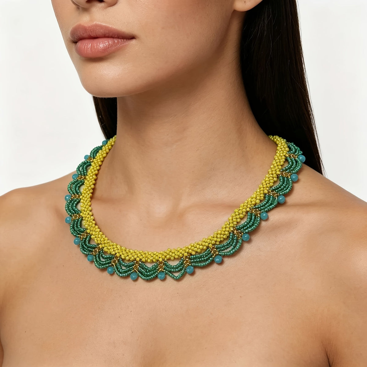 Scalloped Beaded Collar Necklace