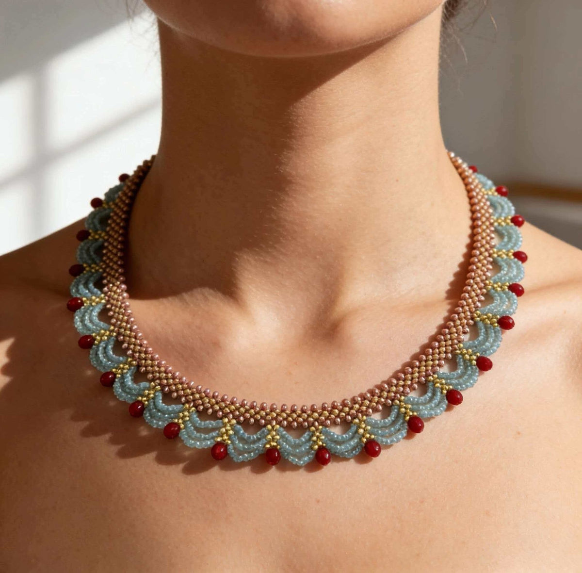 Scalloped Beaded Collar Necklace