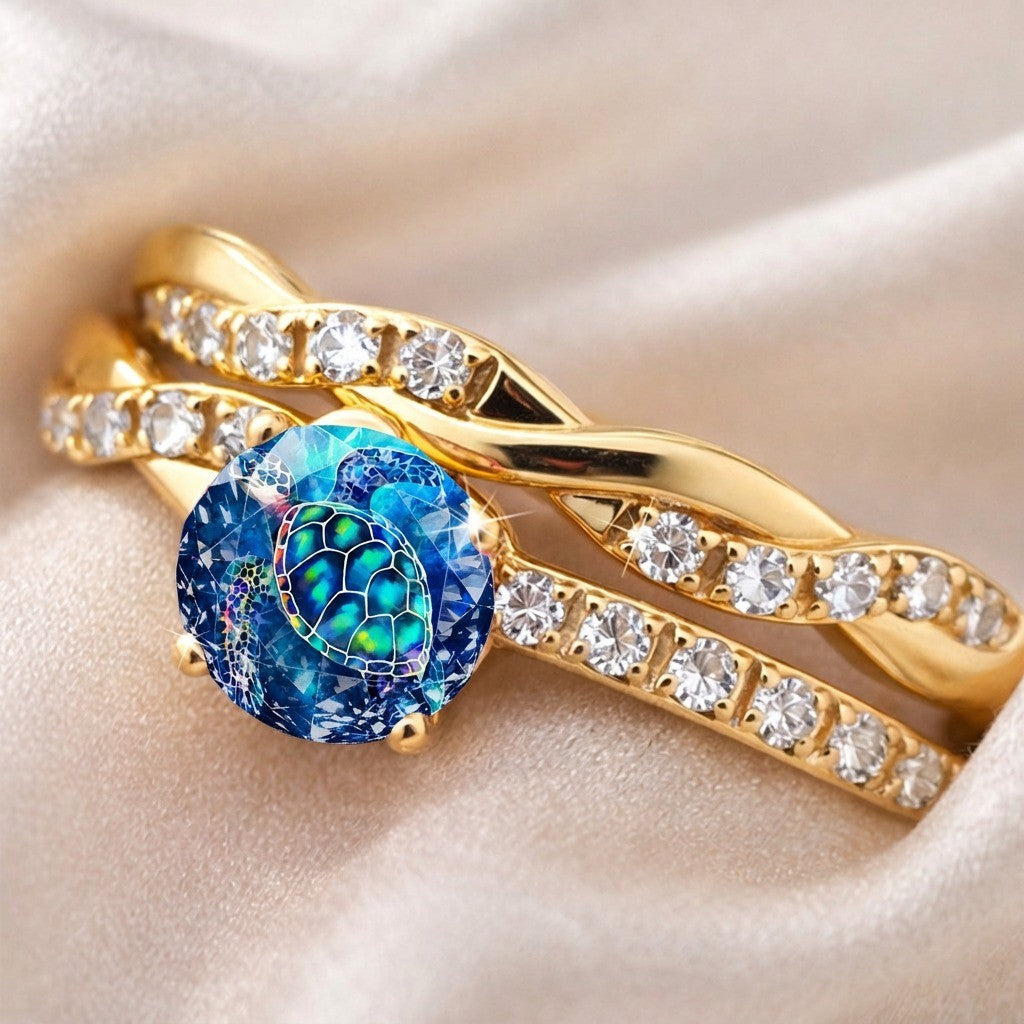 Blue Sea Turtle Twisted Ring