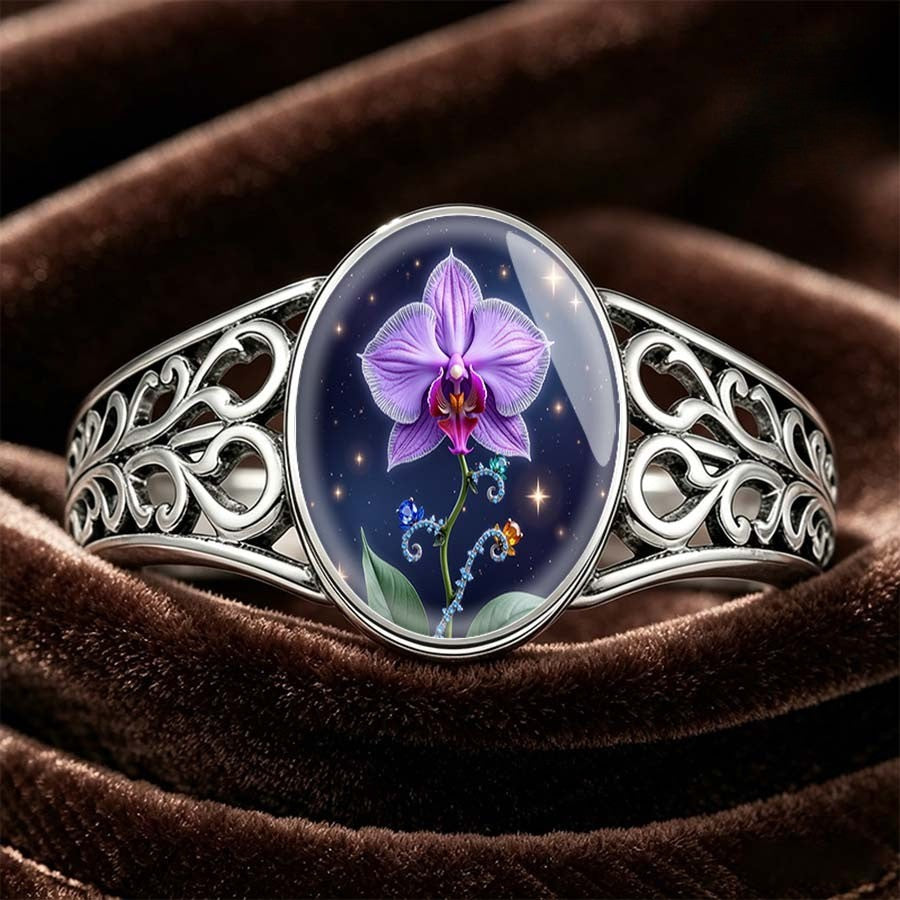 Purple Orchid Oval Ring