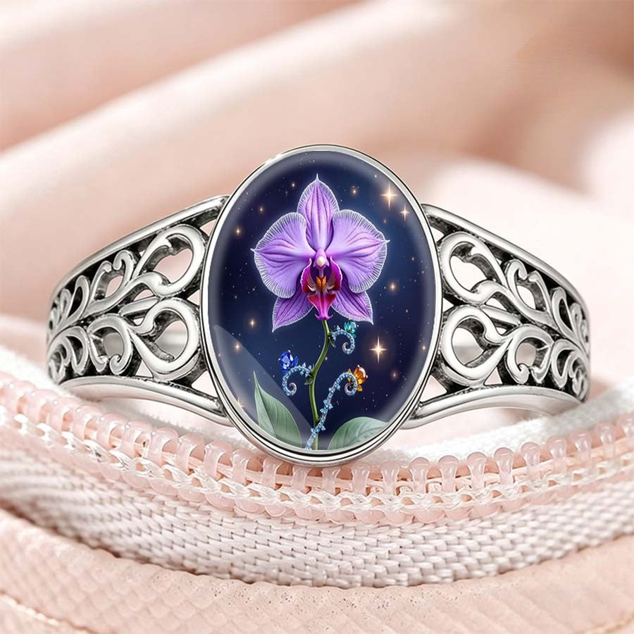 Purple Orchid Oval Ring