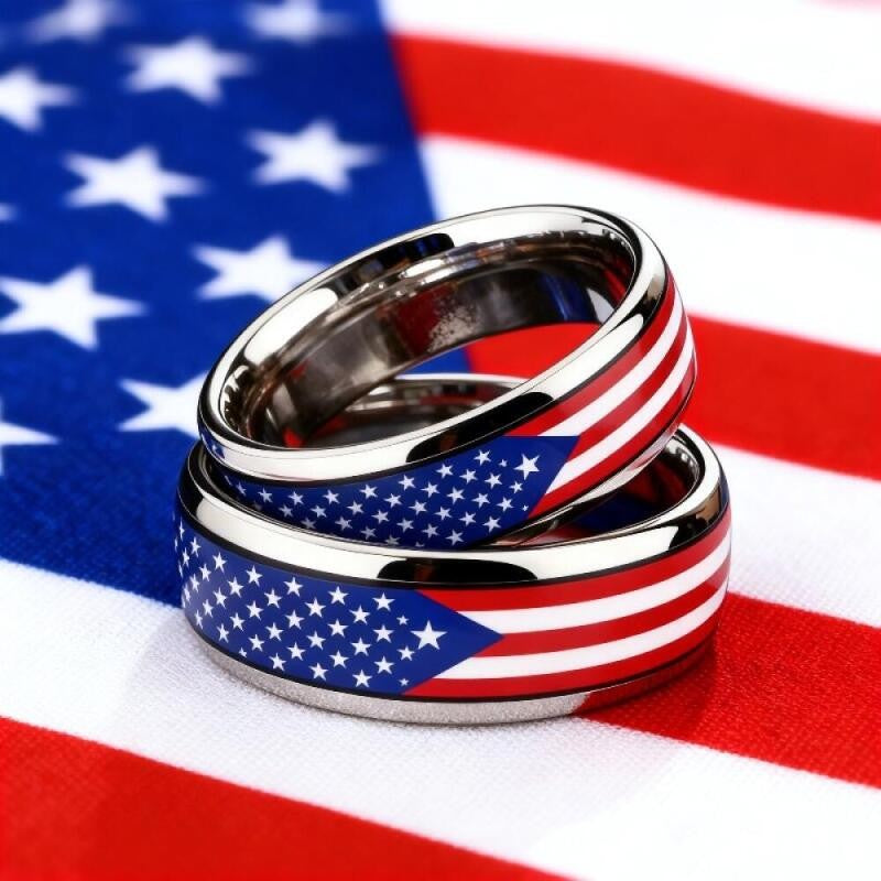 American Flag Tungsten Ring