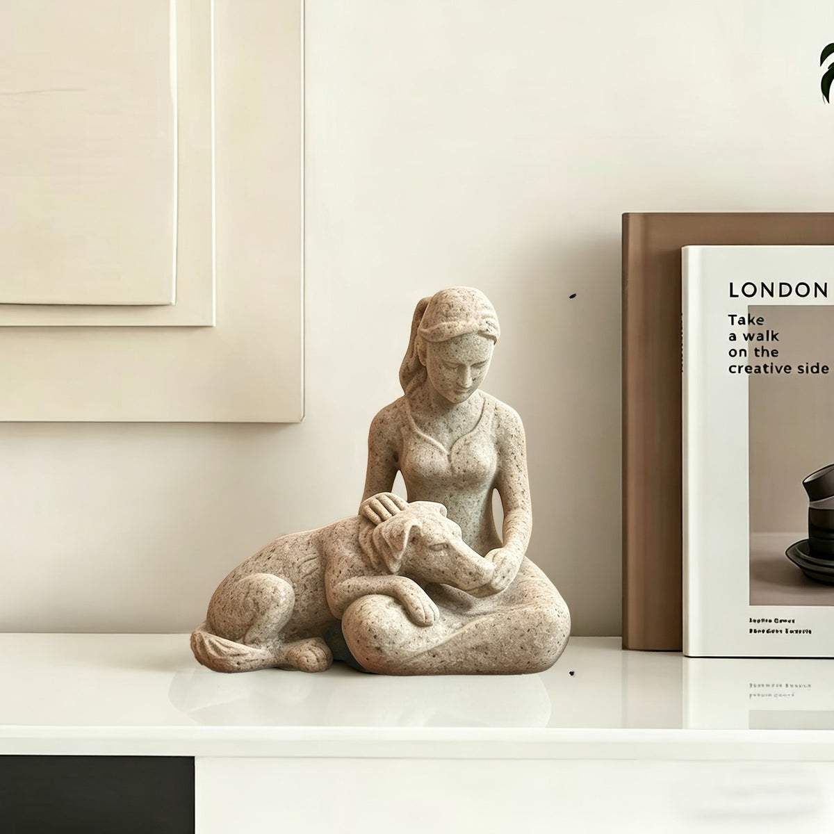 Minimalist Girl & Pet Figurine