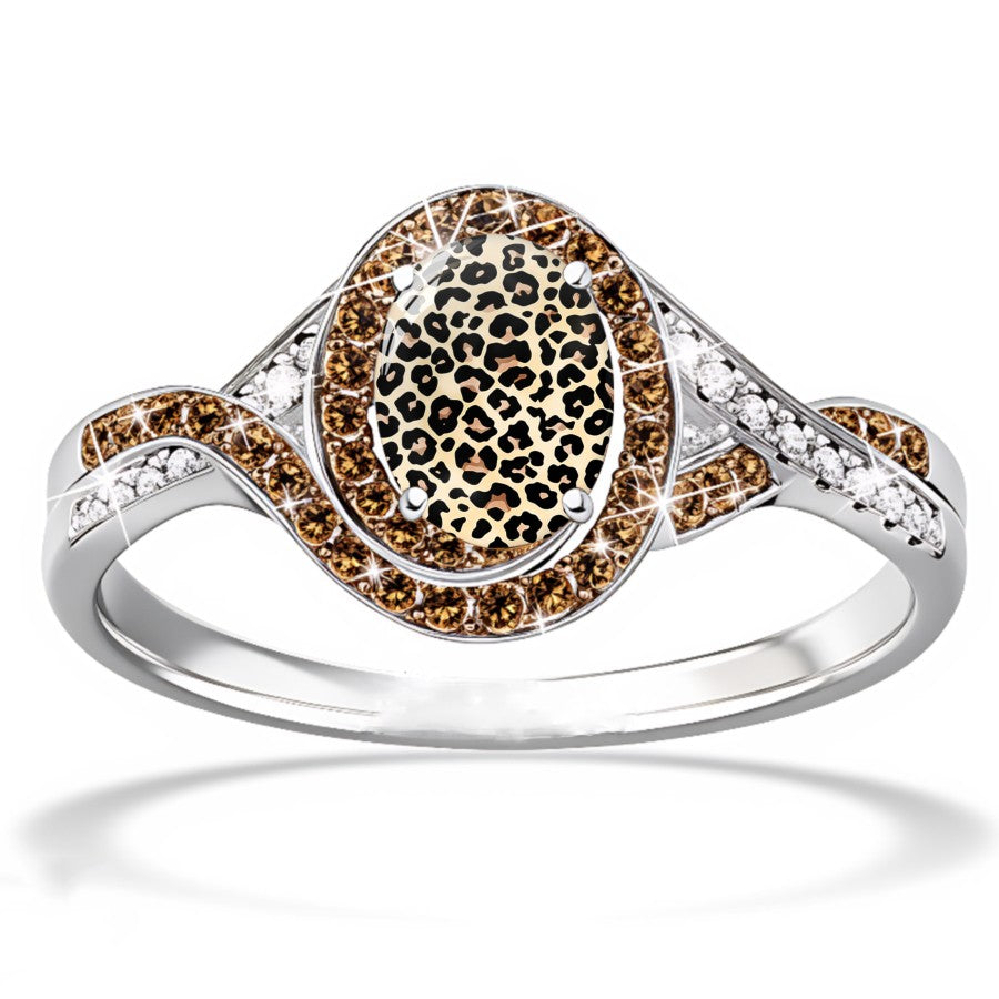 Leopard Oval Statement Ring