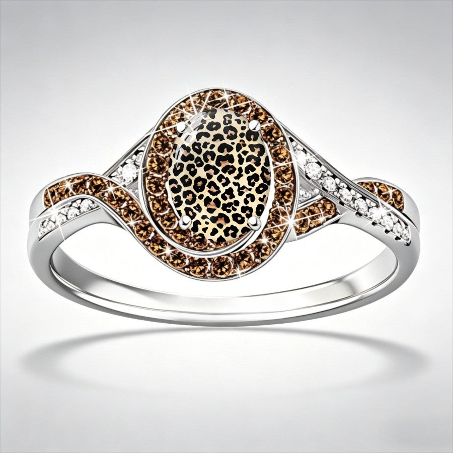 Leopard Oval Statement Ring