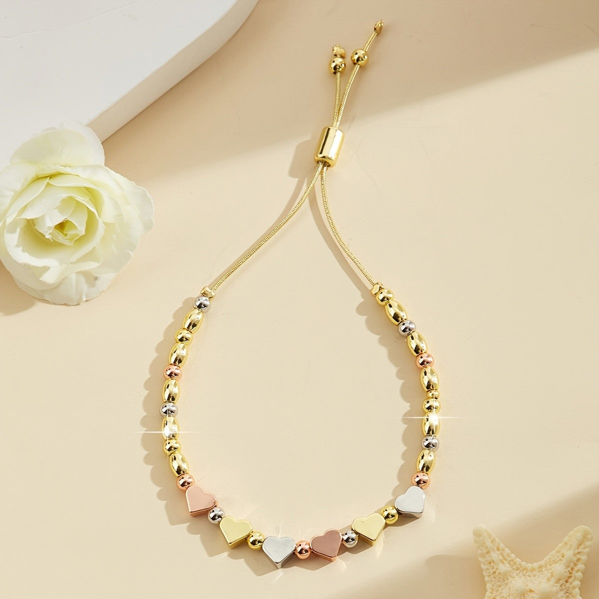 Multicolor Heart & Cross Beaded Bracelet