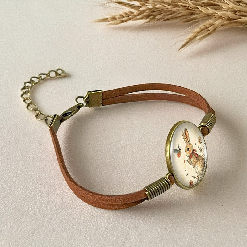 Rabbit & Butterfly Leather Bracelet