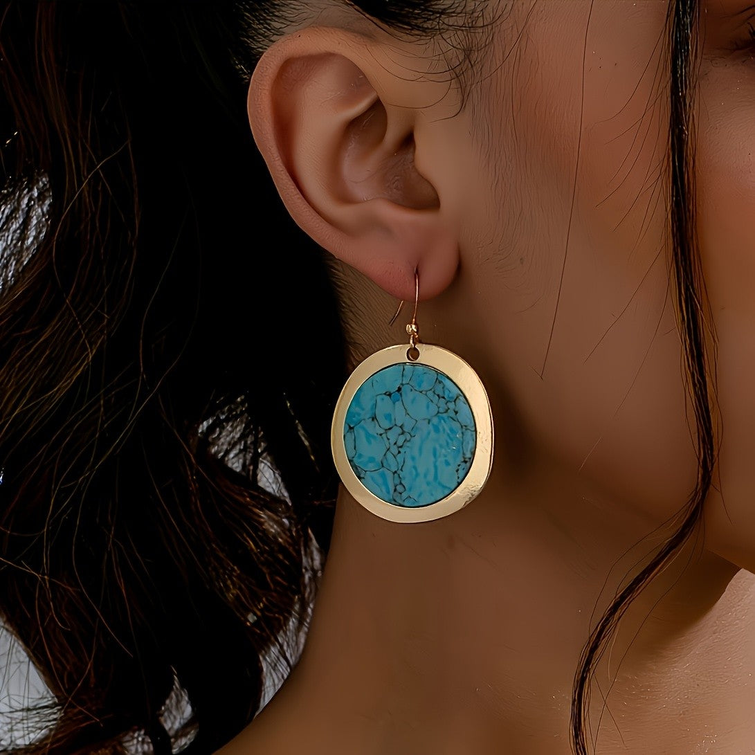 Turquoise Web Disc Earrings