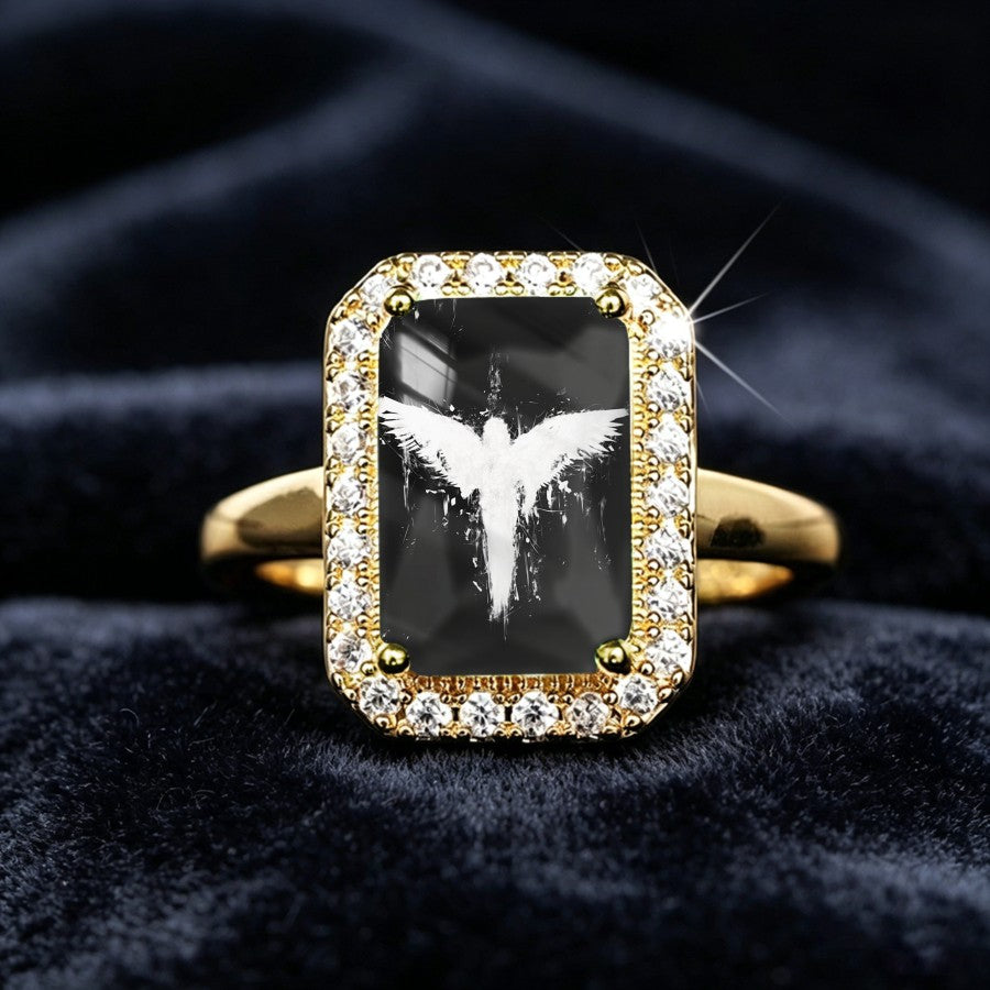 White Dove Rectangular Ring