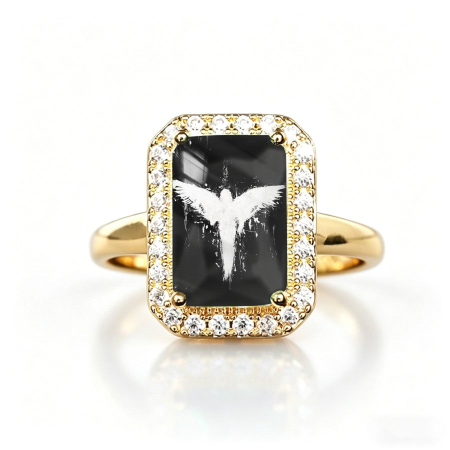 White Dove Rectangular Ring