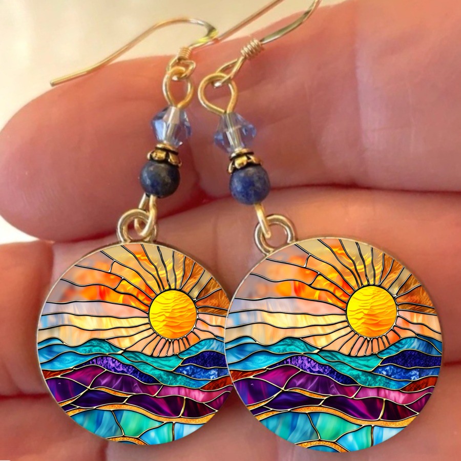 Sunset Waves Round Earrings