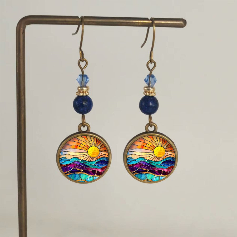 Sunset Waves Round Earrings