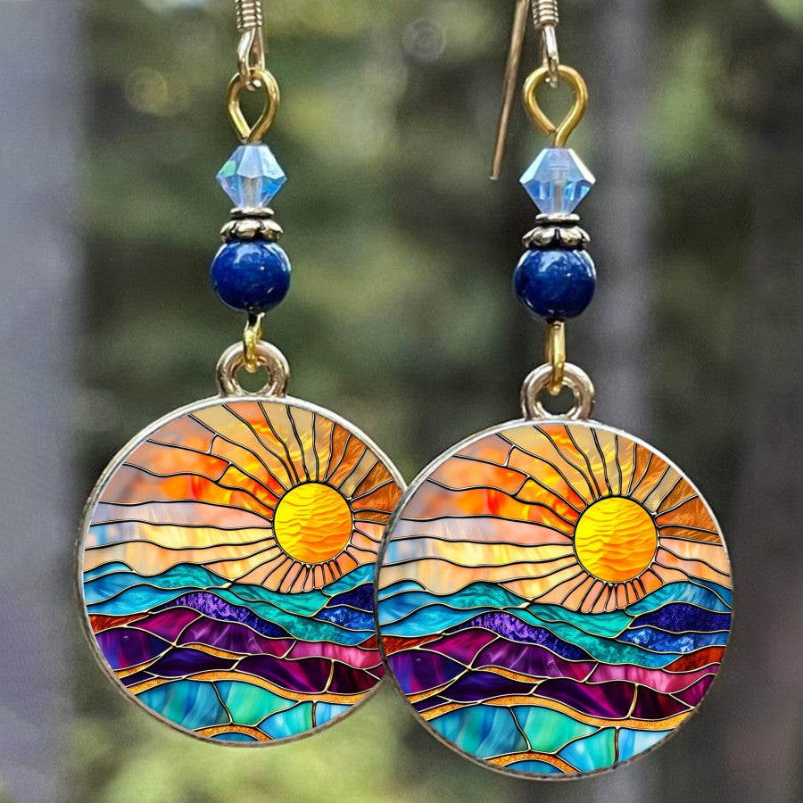 Sunset Waves Round Earrings