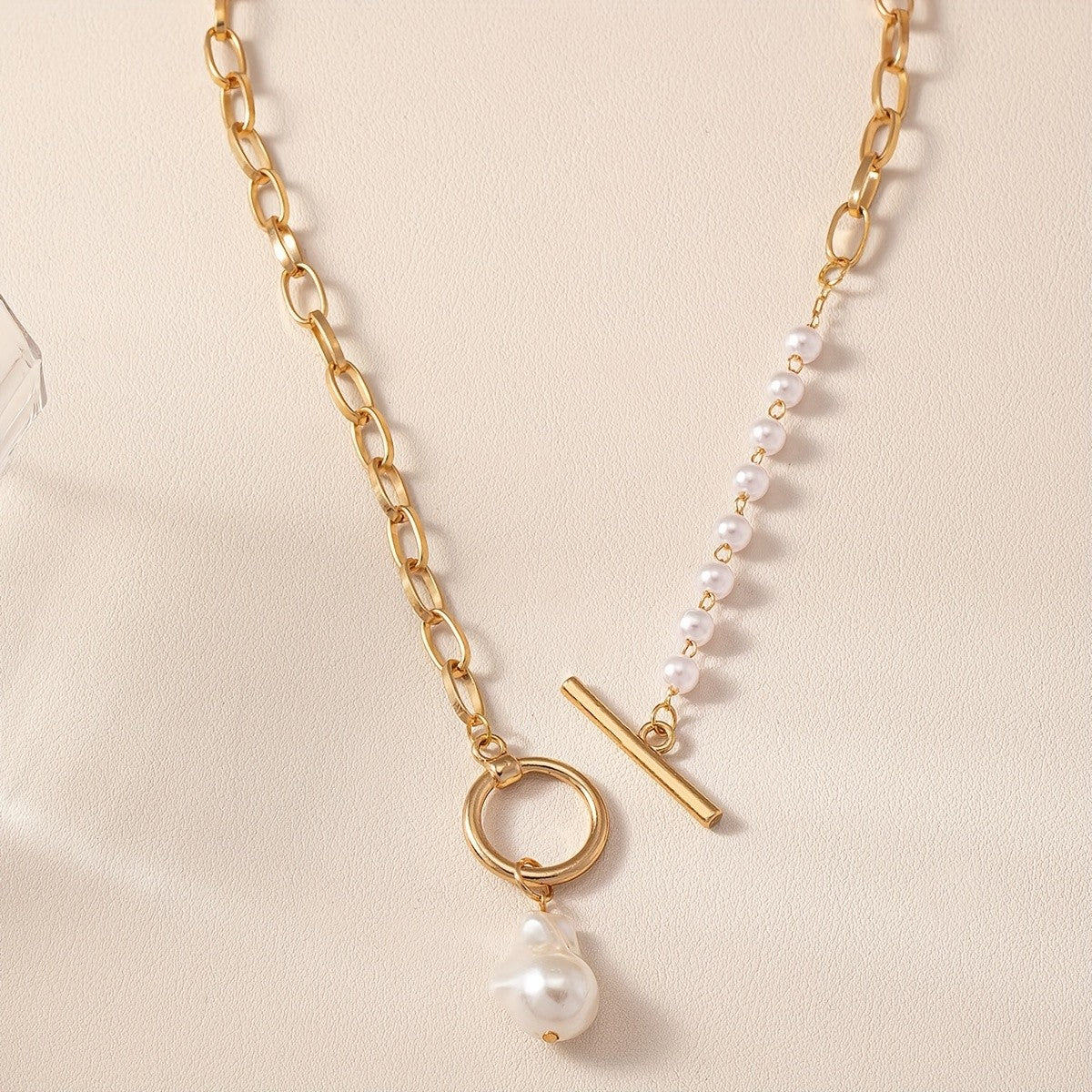Pearl Drop Toggle Necklace