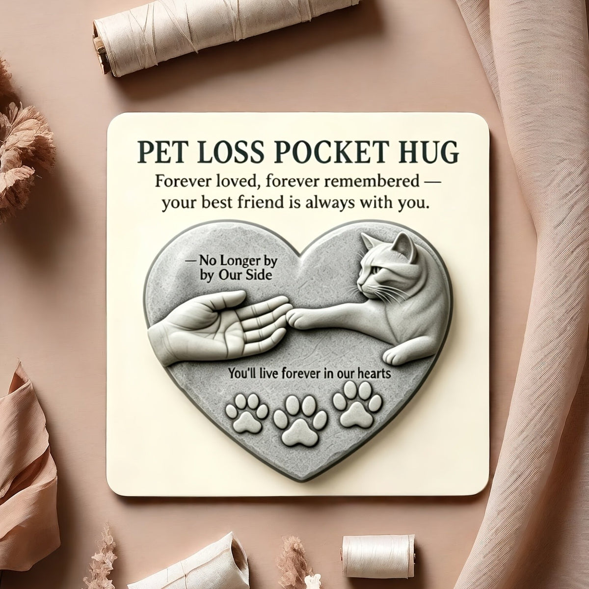 Heart Cat Memorial Pocket Hug