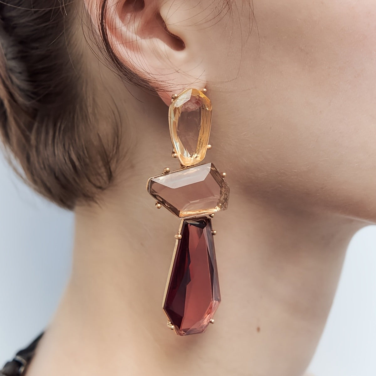 Amber Tonal Faceted Drop Earrings
