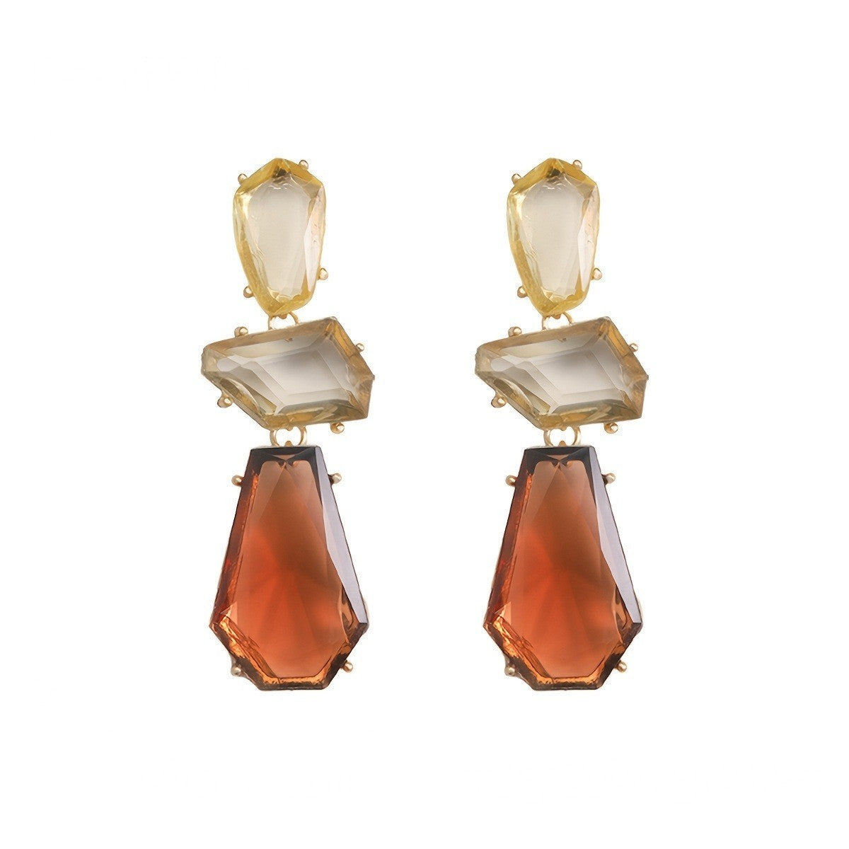 Amber Tonal Faceted Drop Earrings