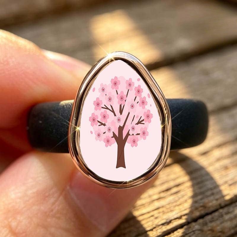 Cherry Blossom Tree Teardrop Ring