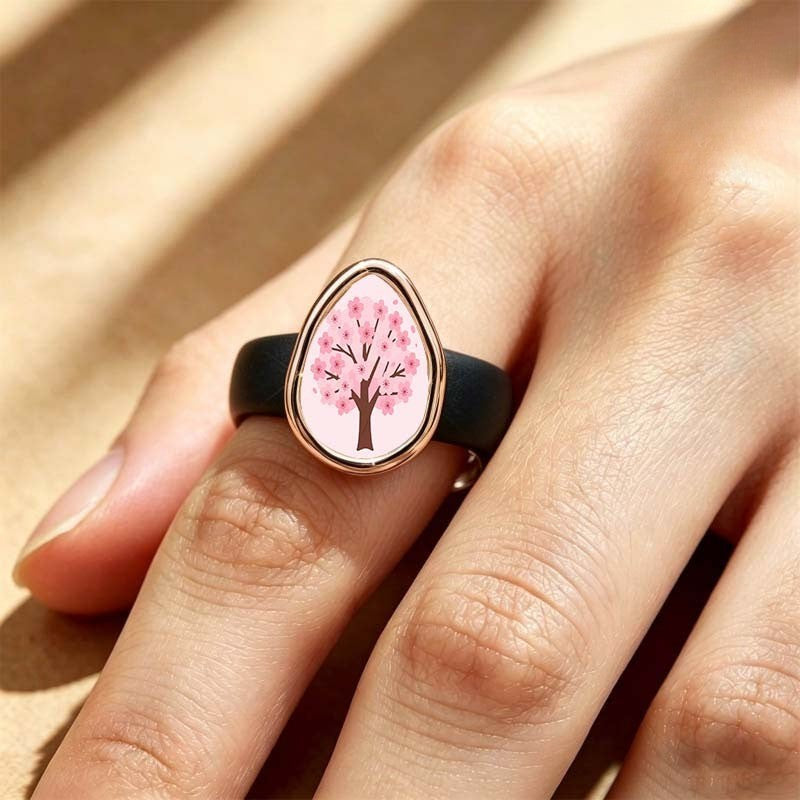 Cherry Blossom Tree Teardrop Ring