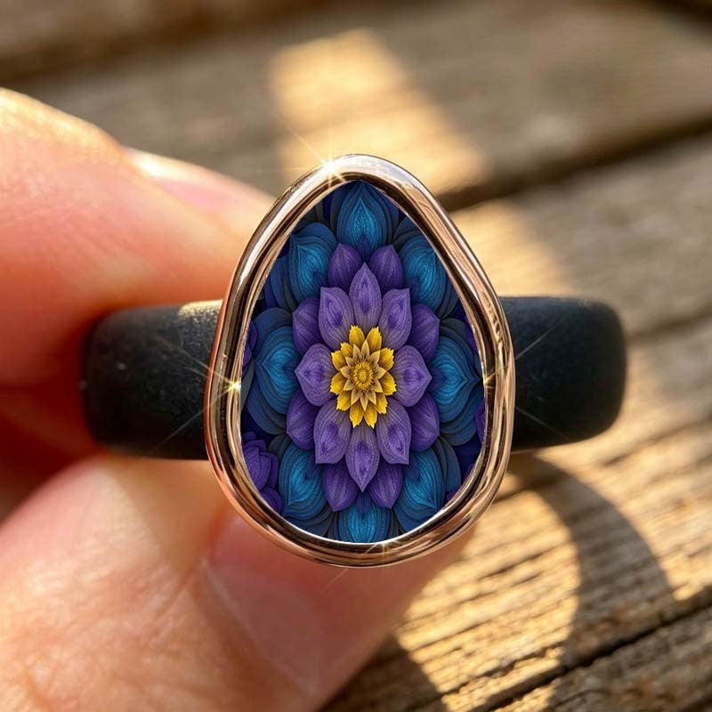 Teardrop Mandala Flower Ring