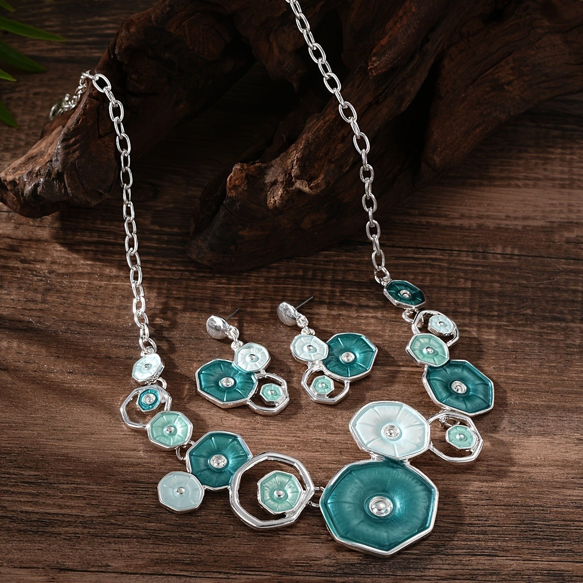 Geometric Flower Jewelry Set
