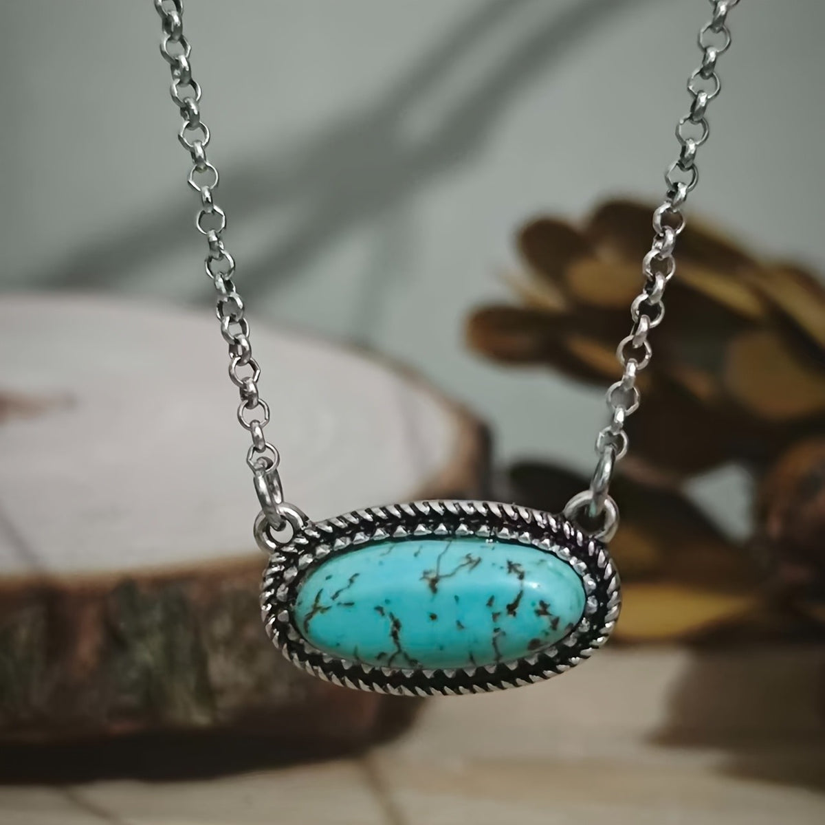 Turquoise Rope Edge Necklace