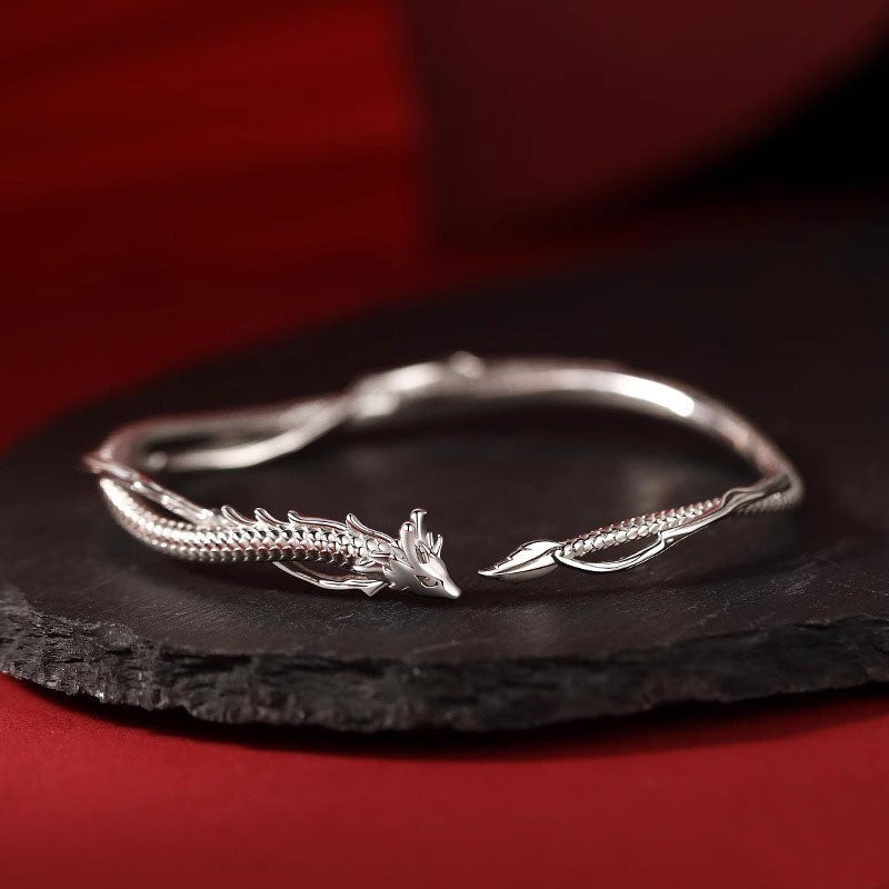 Dragon Motif Open Cuff Bracelet