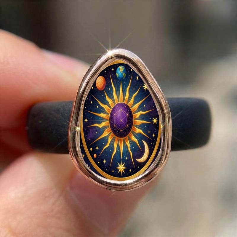 Celestial Sun & Planet Teardrop Ring