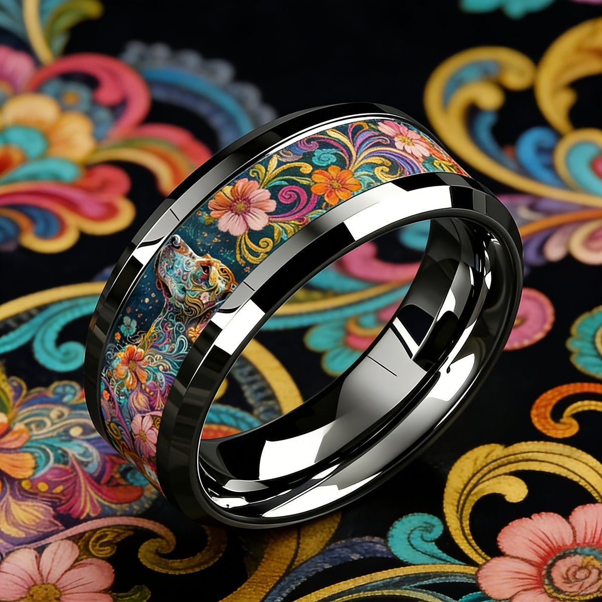 Colorful Floral Dog Ring