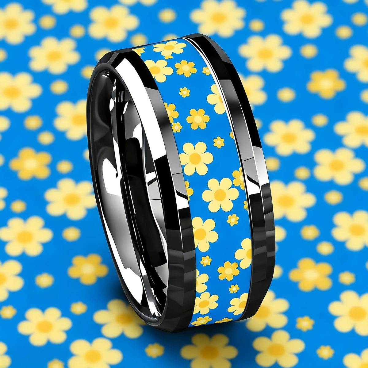 Blue Daisy Floral Ring