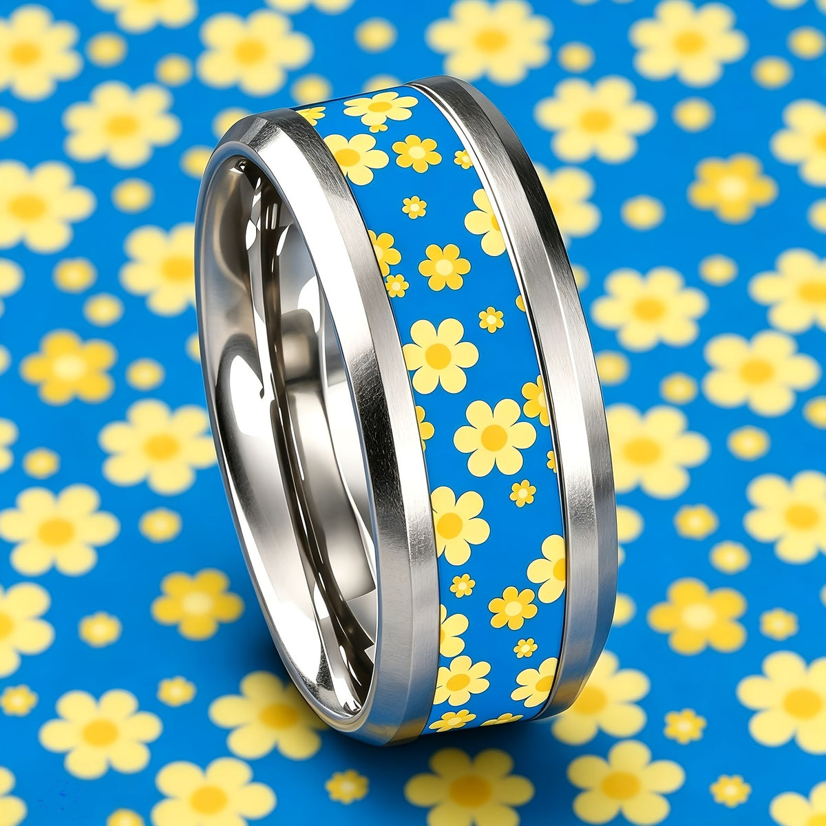 Blue Daisy Floral Ring
