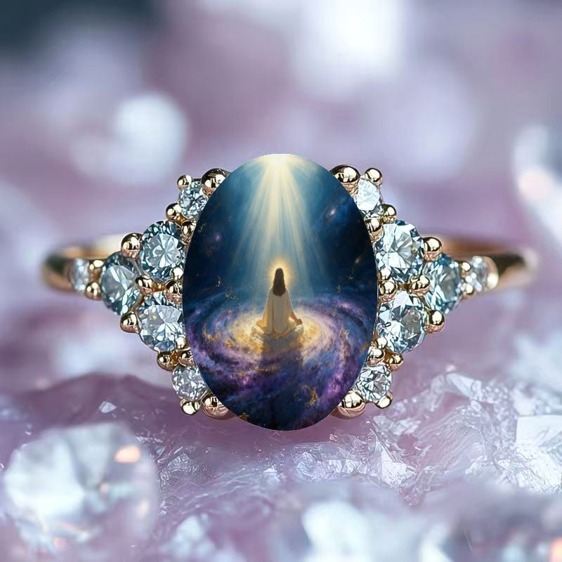Galaxy Prayer Oval Ring