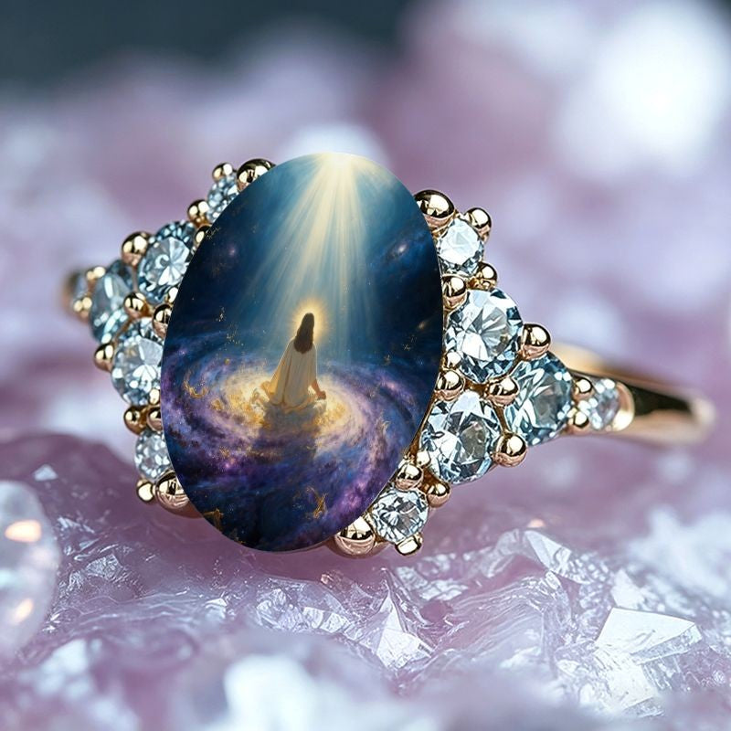 Galaxy Prayer Oval Ring