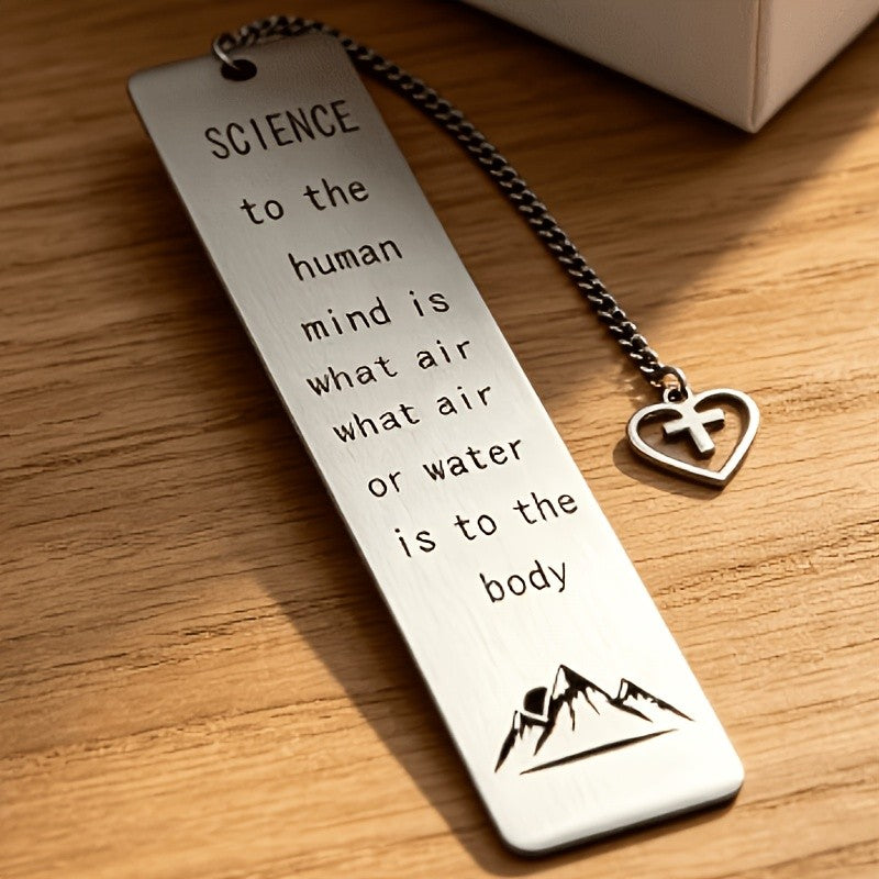 Mountain & Quote Stainless Steel Bookmark