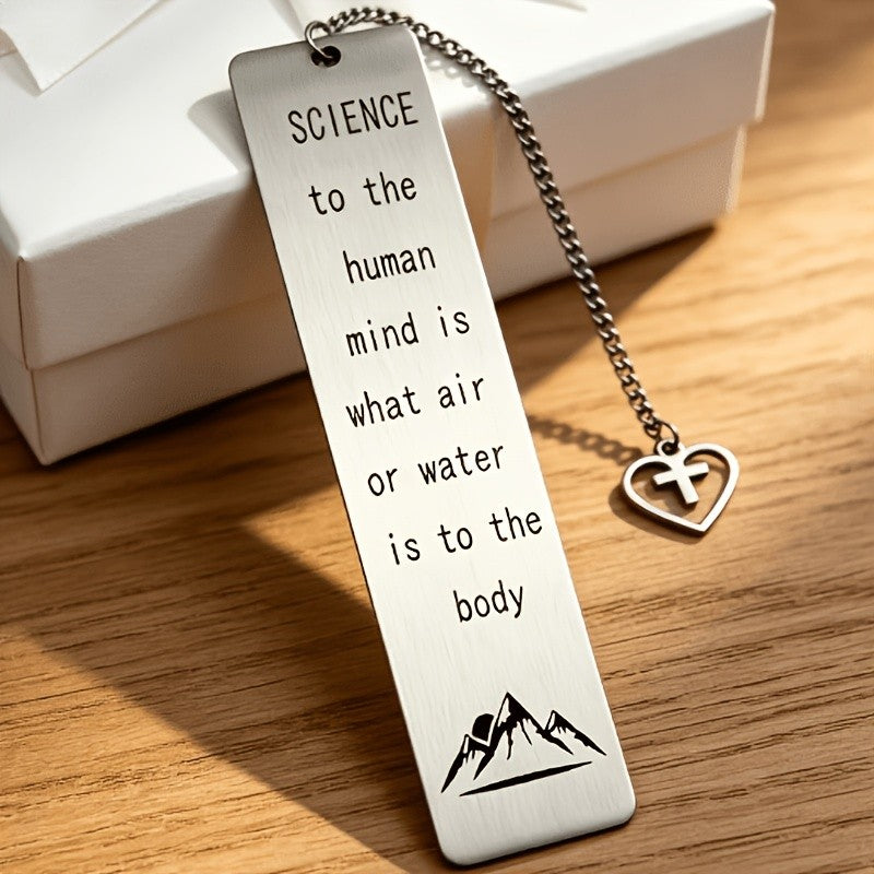 Mountain & Quote Stainless Steel Bookmark