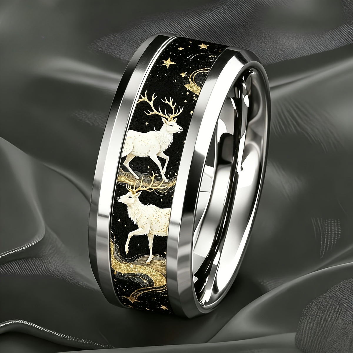 Starry Sky Deer Inlay Ring